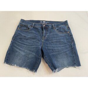 Old Navy Blue‎ Jean Shorts 14 Fitted Stretch Raw Hem Cut off Summer Casual Beach